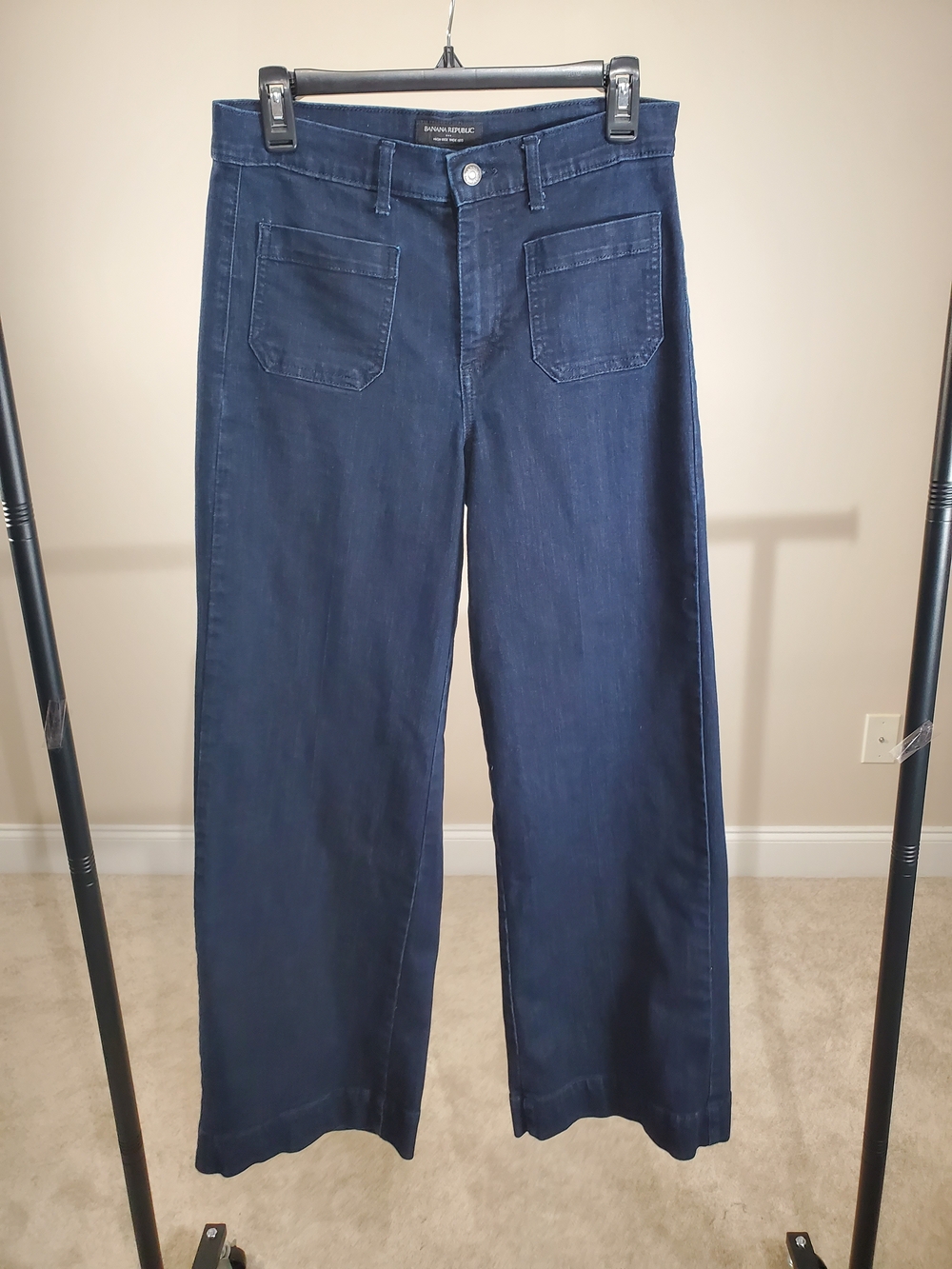Banana Republic High Rise Wide Leg Patch Pocket Jeans Dark Wash Size 28/6
